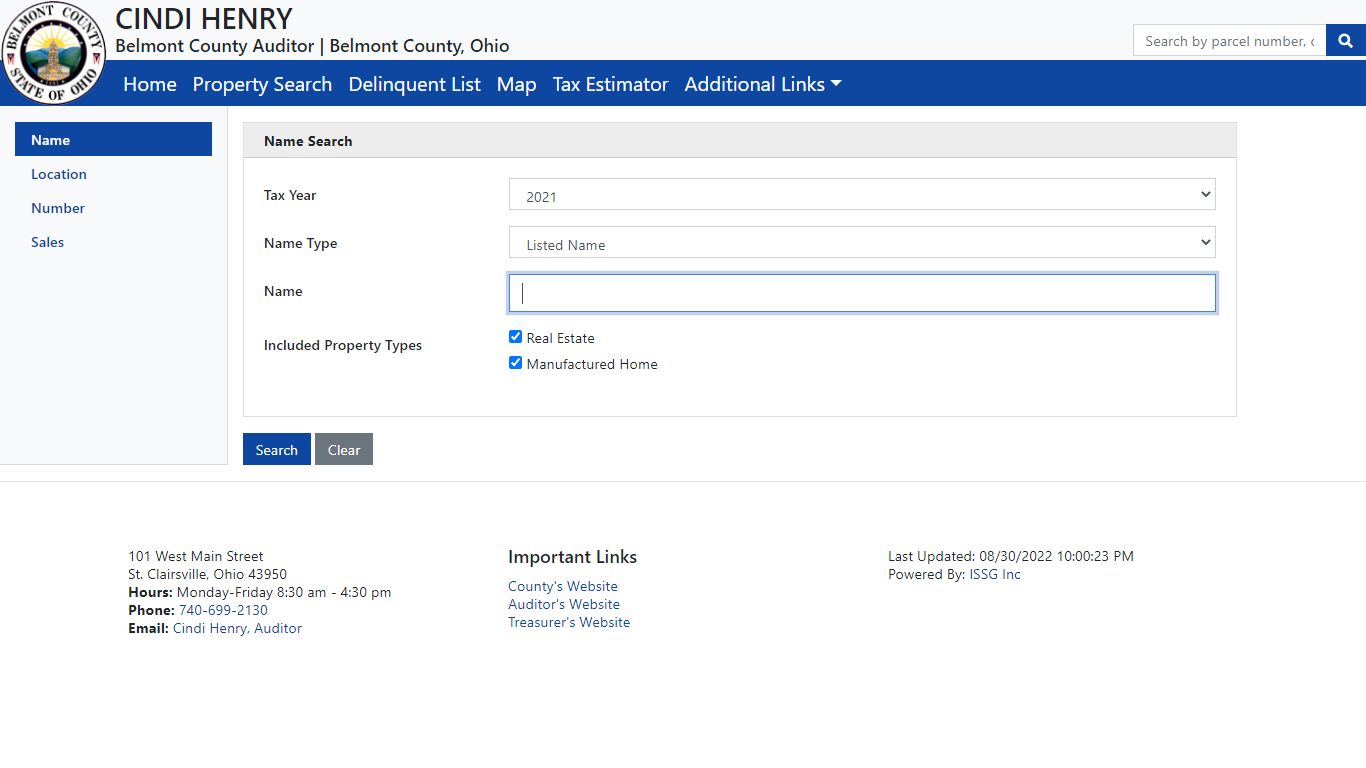 Name Search - Belmont County Real Estate Search